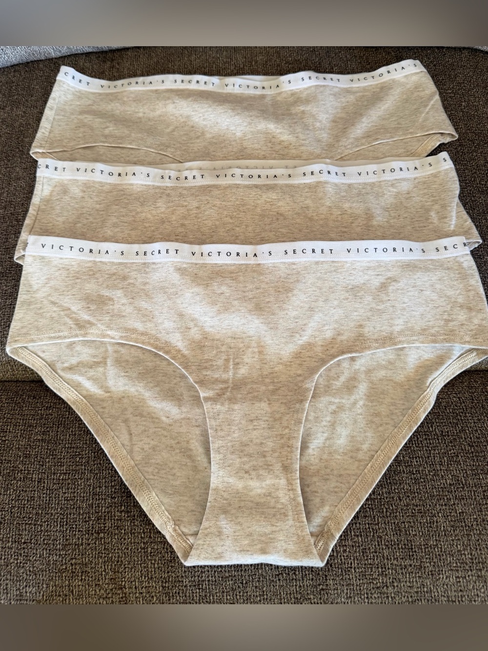 Victoria's Secret Hipster Panties Underwear Sz L Large Beige 3pk Set NEW No Tags